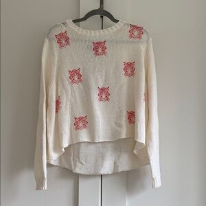 Wooden Ships Cream Sweater with Orange Tiger Design